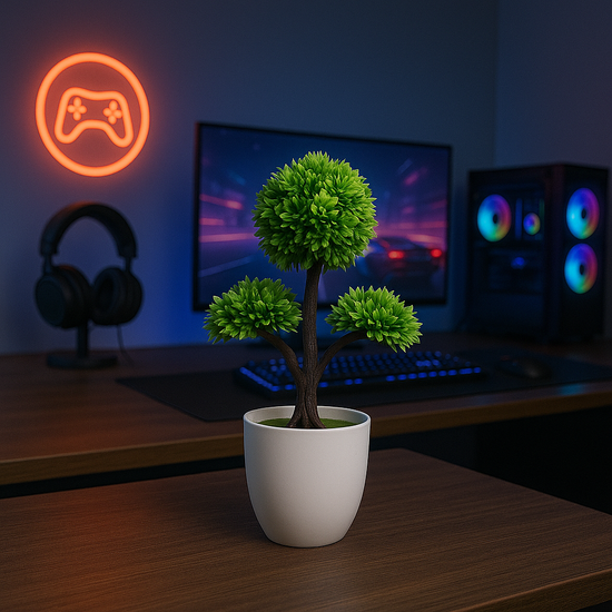 Pc Setup For Gaming And Streaming with Artificial Plants